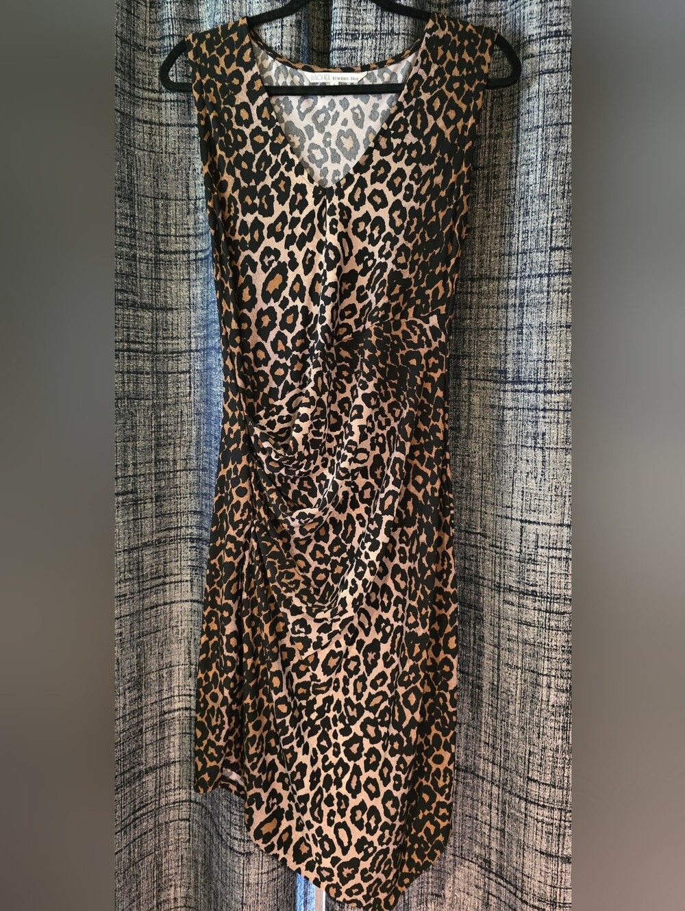 RACHEL Rachel Roy Leopard Print V-Neck Dress in Black and Tan
